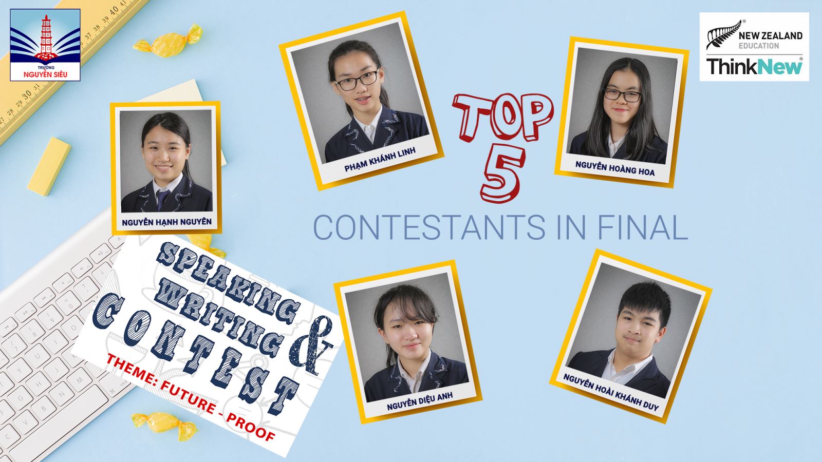 Top 5 thí sinh vào chung kết Speaking & Writing Contest
